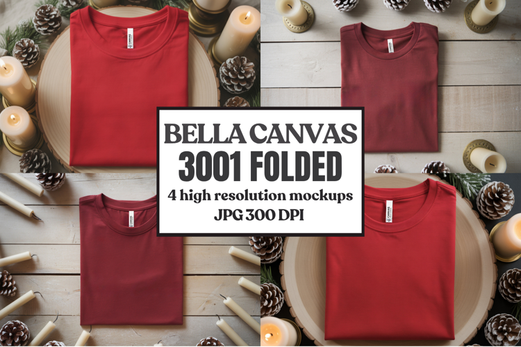 Christmas Bella Canvas 3001 Folded Tshirt Mockup