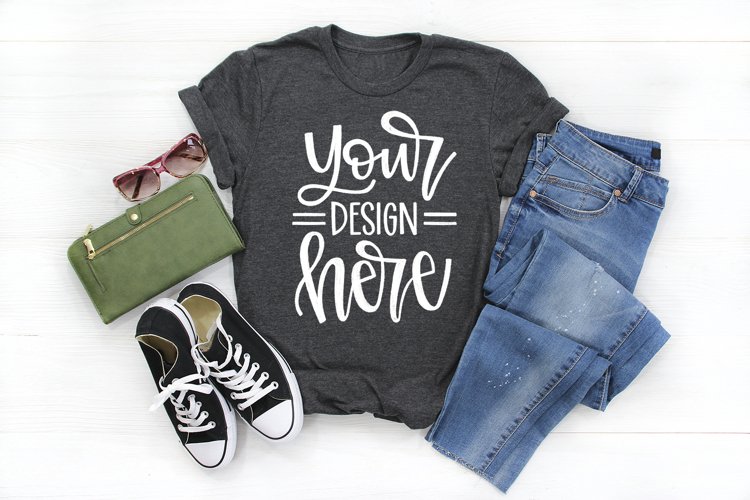 Modern Shirt Mockup, bella canvas shirt mockup, gray shirt example image 1
