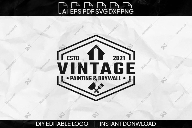 DIY Painting and Drywall Editable Vector Logo Template SVG