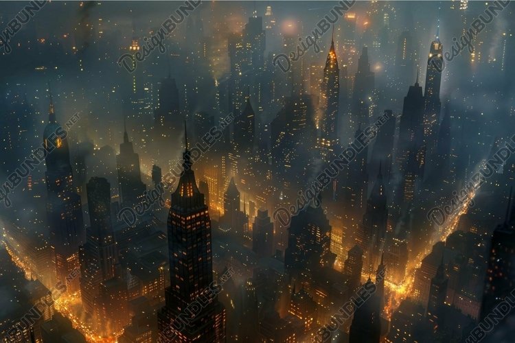 Ethereal cityscape, dreamlike urban twilight scene example image 1