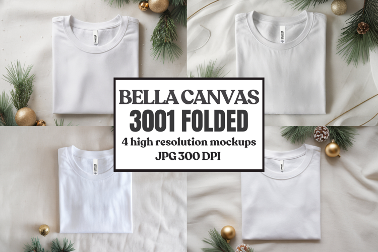 Christmas Bella Canvas 3001 Folded Tshirt Mockup