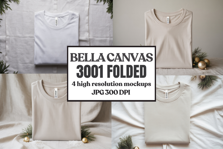 Christmas Bella Canvas 3001 Folded Tshirt Mockup