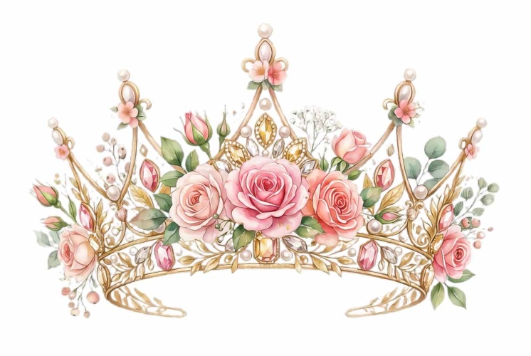 Artistic watercolor crown with flowers