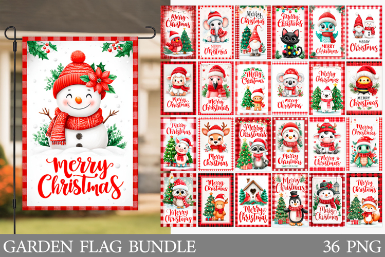Christmas Garden Flag Bundle. Christmas Animals Garden Flag