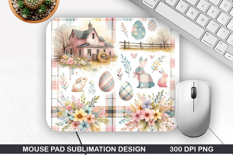 Bunny Mouse Pad Sublimation, Easter Mouse Pad PNG Design