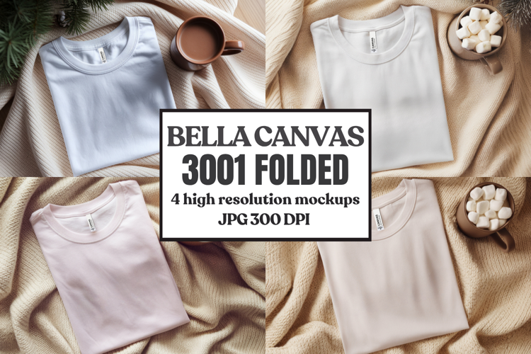 Christmas Bella Canvas 3001 Folded Tshirt Mockup