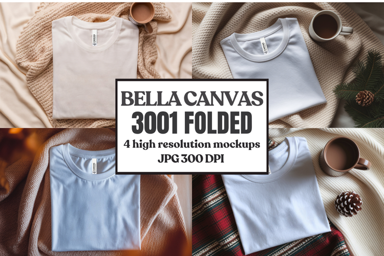 Christmas Bella Canvas 3001 Folded Tshirt Mockup