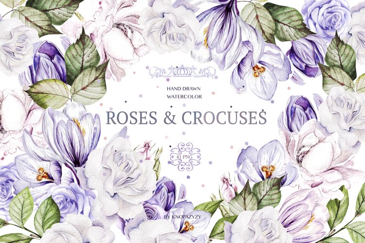 Watercolor Roses & Crocuses example image 1