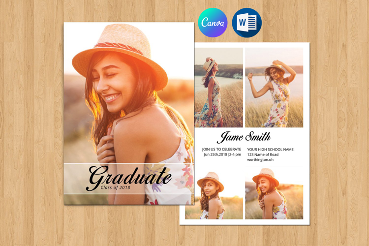 Graduation Announcement and Invitation Card Template