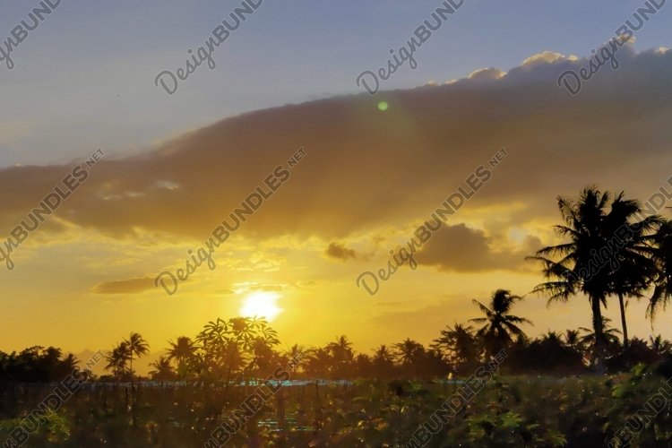 the view of the sunset in the afternoon is very beautiful