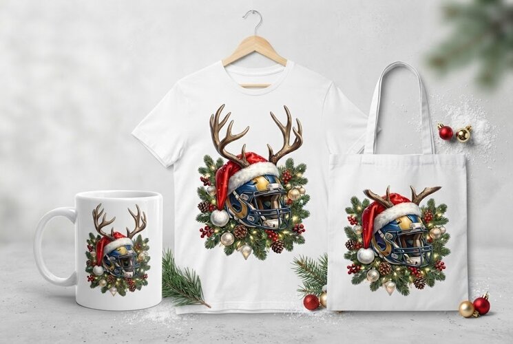 Reindeer Antlers Football Helmet Holiday Design example image 1