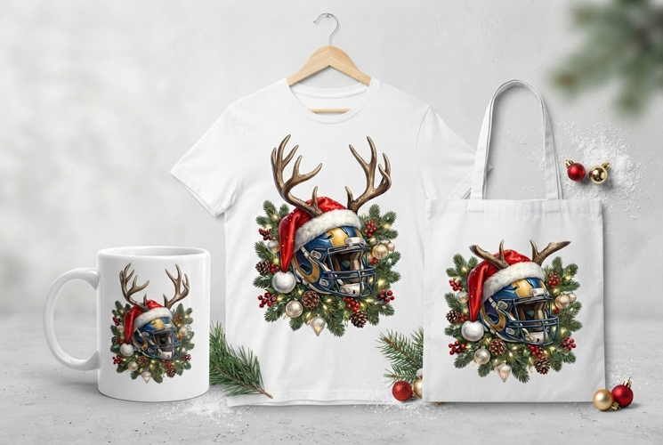 Reindeer Antlers Football Helmet Holiday Design