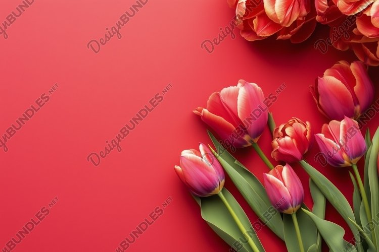 Flowers Flat Lay Background, Flower Tulip Background PNG