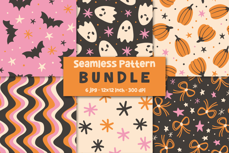 Halloween Pattern Bundle Ghost Digital Paper Pumpkin Pattern
