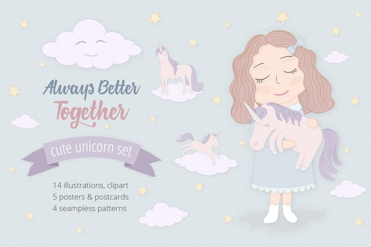 Cute Funny Unicorn Illustration Set - Free Design of The Week example image 1