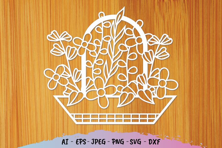 Flower in Parcel Basket SVG