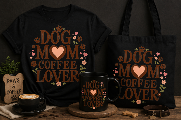 Dog Mom Coffee Lover PNG, Cute Paw Print Pet Design