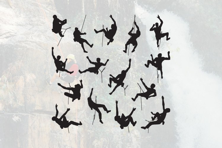 15 Climber Climbing Cliff Silhouette Set example image 1