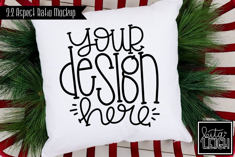 Christmas Pine Pillow Mock-up | Stylized Stock Photo