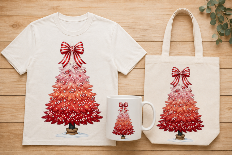 Ombre Christmas Tree Peppermint Candy Holiday Design