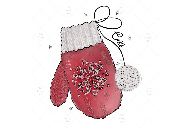 Christmas Gloves Sublimation Design PNG, Cozy Winter Vibes example image 1