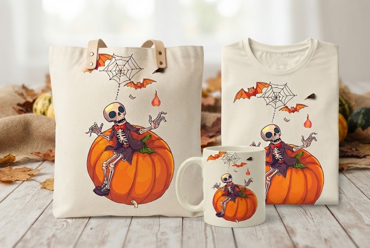Skeleton Halloween Pumpkin PNG | Cute Spooky Clipart