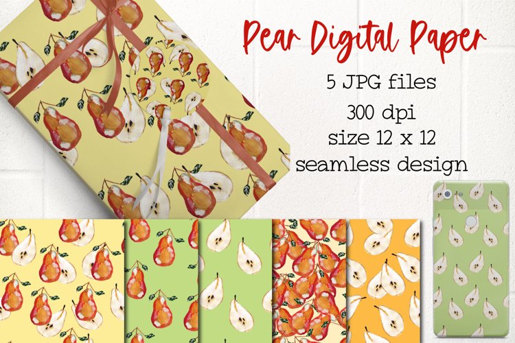 Pear Fruit Digital Paper example image 1