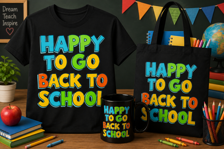 Happy to Go Back to School PNG | Colorful Teacher Design