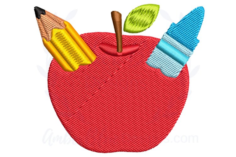 Craft Apple Back to School Embroidery Design example image 1