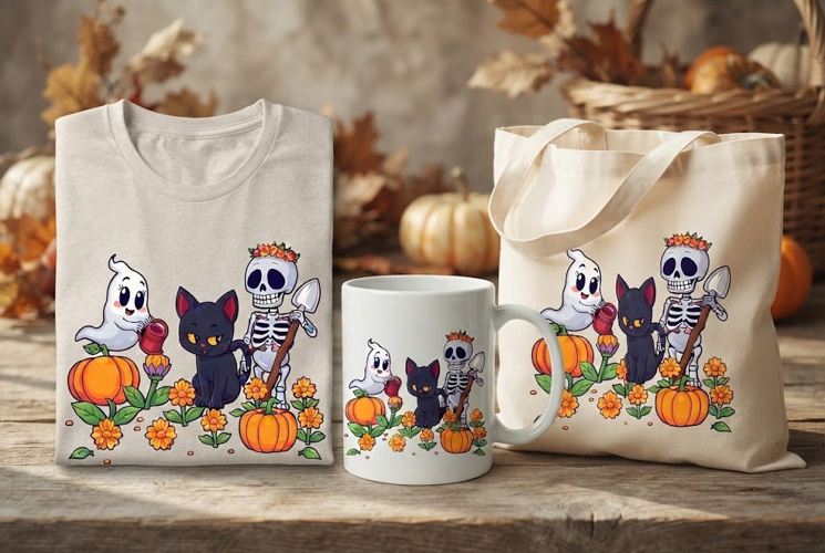 Halloween Cat Ghost Skeleton PNG | Cute Pumpkin Fall Clipart