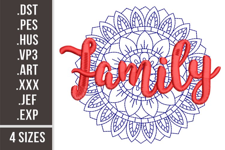 Family Mandala. Redwork embroidery design example image 1