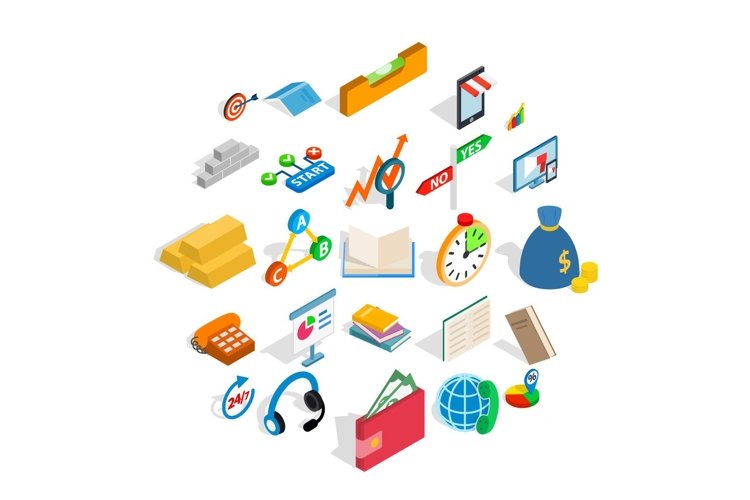 Collective icons set, isometric style