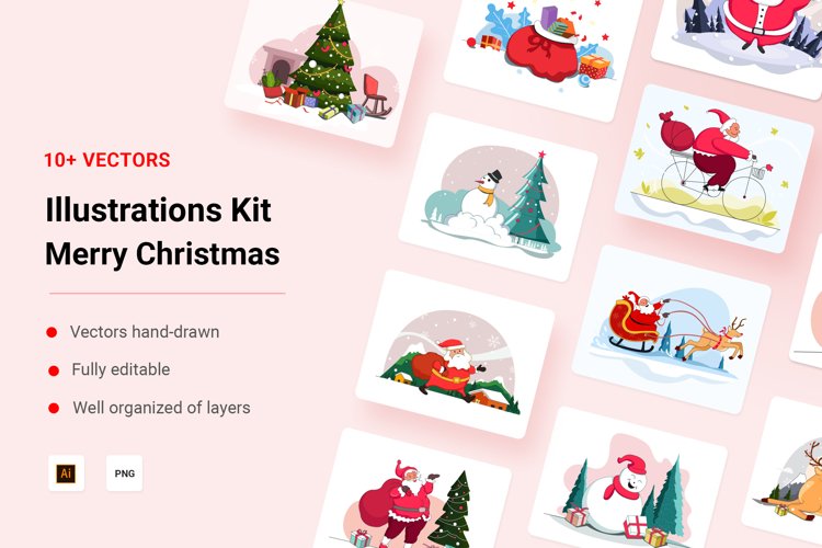 Merry Christmas Illustration Kit example image 1