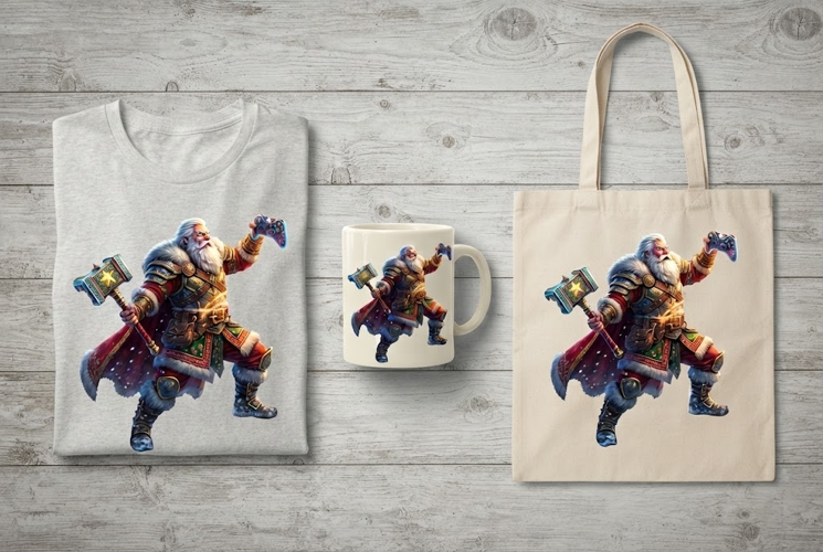 Epic Gamer Santa Warrior Fantasy Art