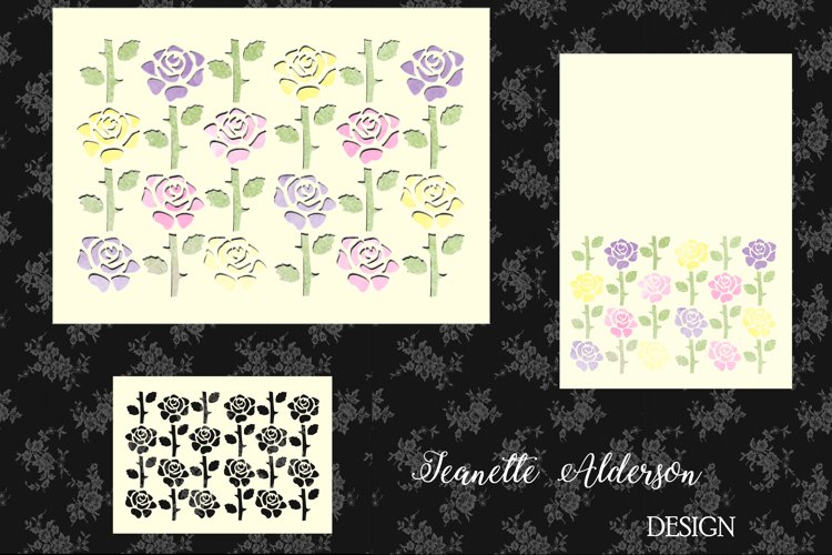Cream Multi Coloured Rose card with matching Cutout Mat example image 1