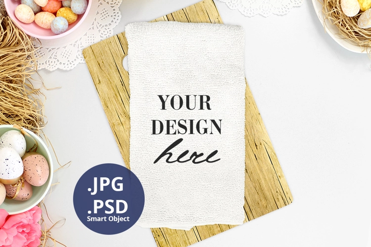 Easter Kitchen Towel Mockup, full wrap mock up, PSD & JPG