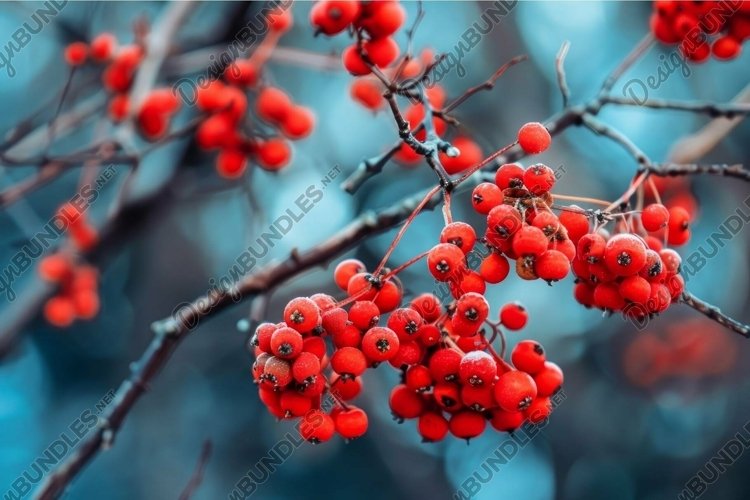 Close up view of red berries with a blurry background