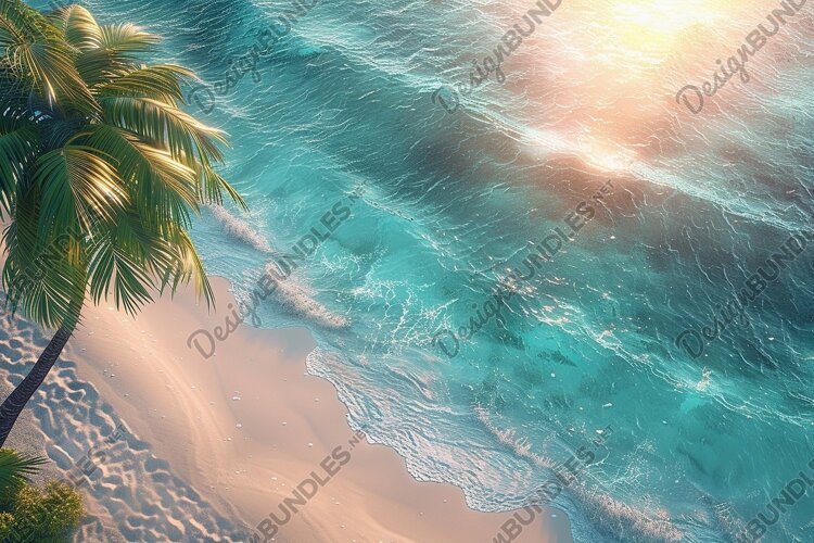 Aerial view turquoise ocean. Summer background. High photo example image 1