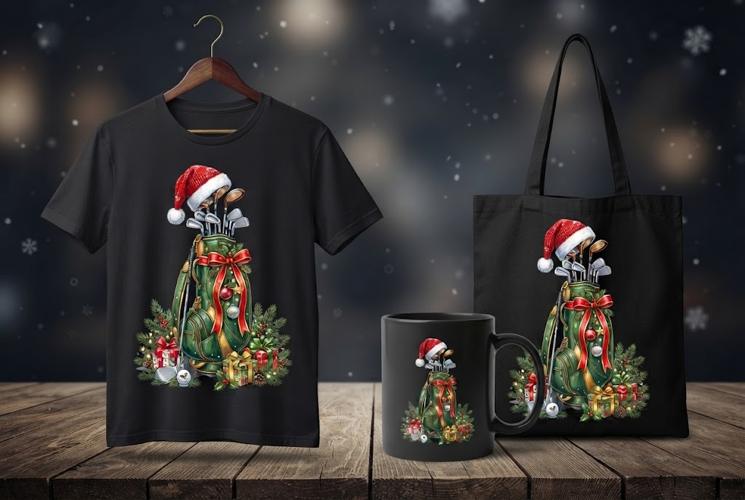 Christmas Golf PNG | Festive Golf Bag Holiday Clipart