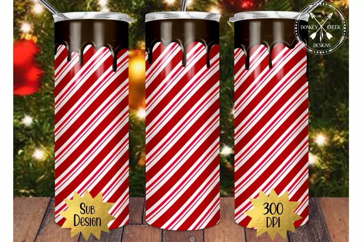 20 oz Skinny Tumbler Peppermint Mocha Sublimation PNG Design