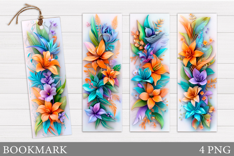 Flowers Bookmark Sublimation. Floral Bookmark Design