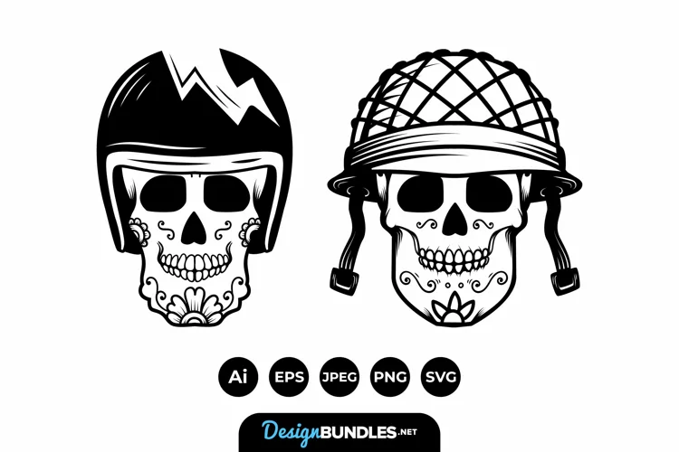 Skull with Helmets