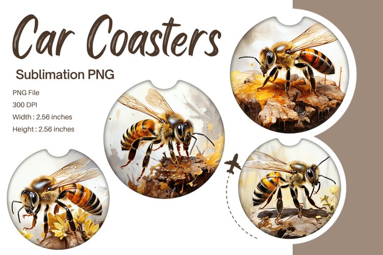 Bee Flower Car Coasters Sublimation Bee Car Accessories_3