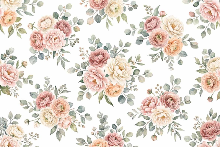 Watercolor Seamless Floral Pattern Mothers Day
