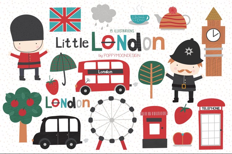 Little London clipart and paper set example image 1