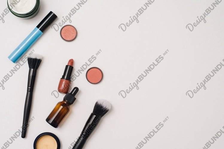 Set of professional decorative cosmetics on white background example image 1