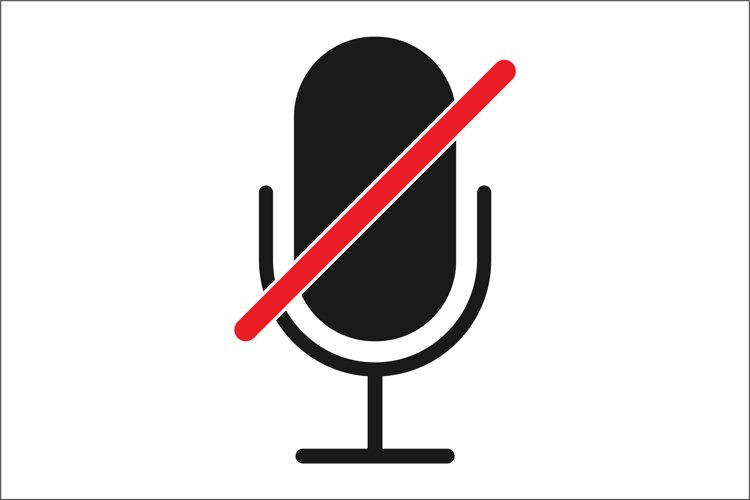 Microphone Icon Black Mic Symbol Mute Sign In Flat 
