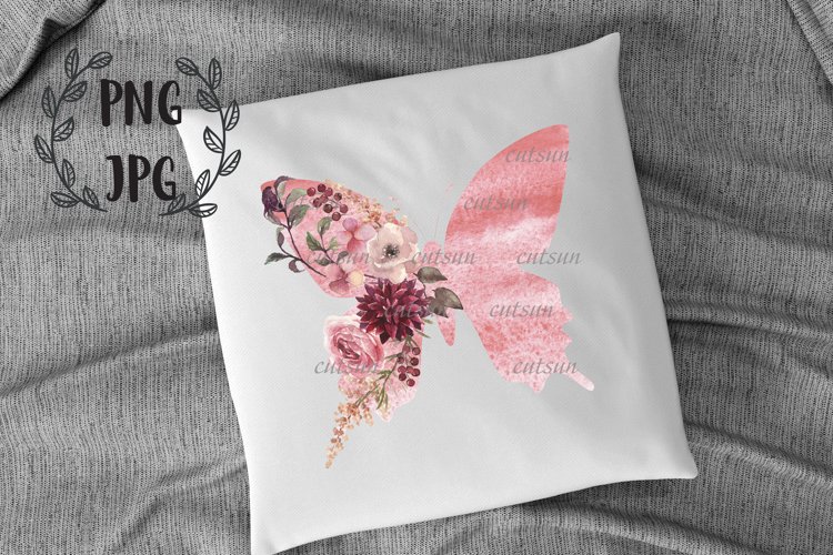 Butterfly sublimation | Floral Watercolor Butterfly example image 1