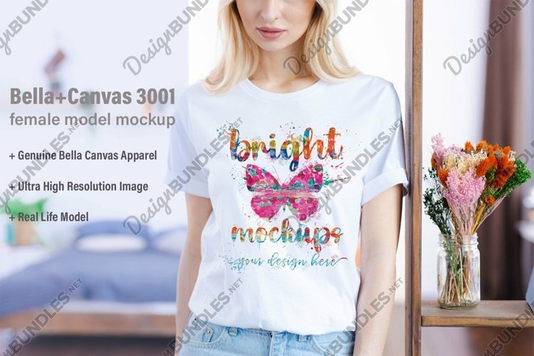 Bella Canvas 3001 Tshirt Mockup White example image 1