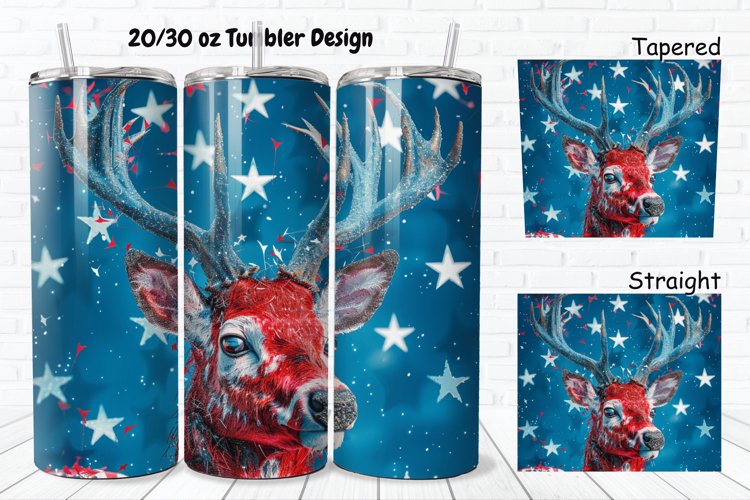 3D 4th Of July Deer 20/30oz Skinny Tumbler